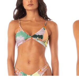 Maaji Japanese Eden Rasha Fixed Triangle Bikini Top, size Large
